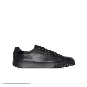 Salvatore Ferragamo Black Leather Low-Top Sneakers